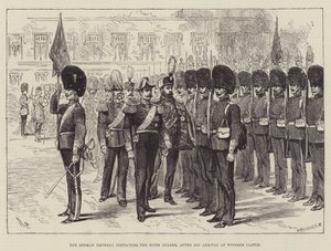 De Duitse Keizer inspecteert de Scots Guards, na zijn Aankomst op Windsor Castle door Melton Prior